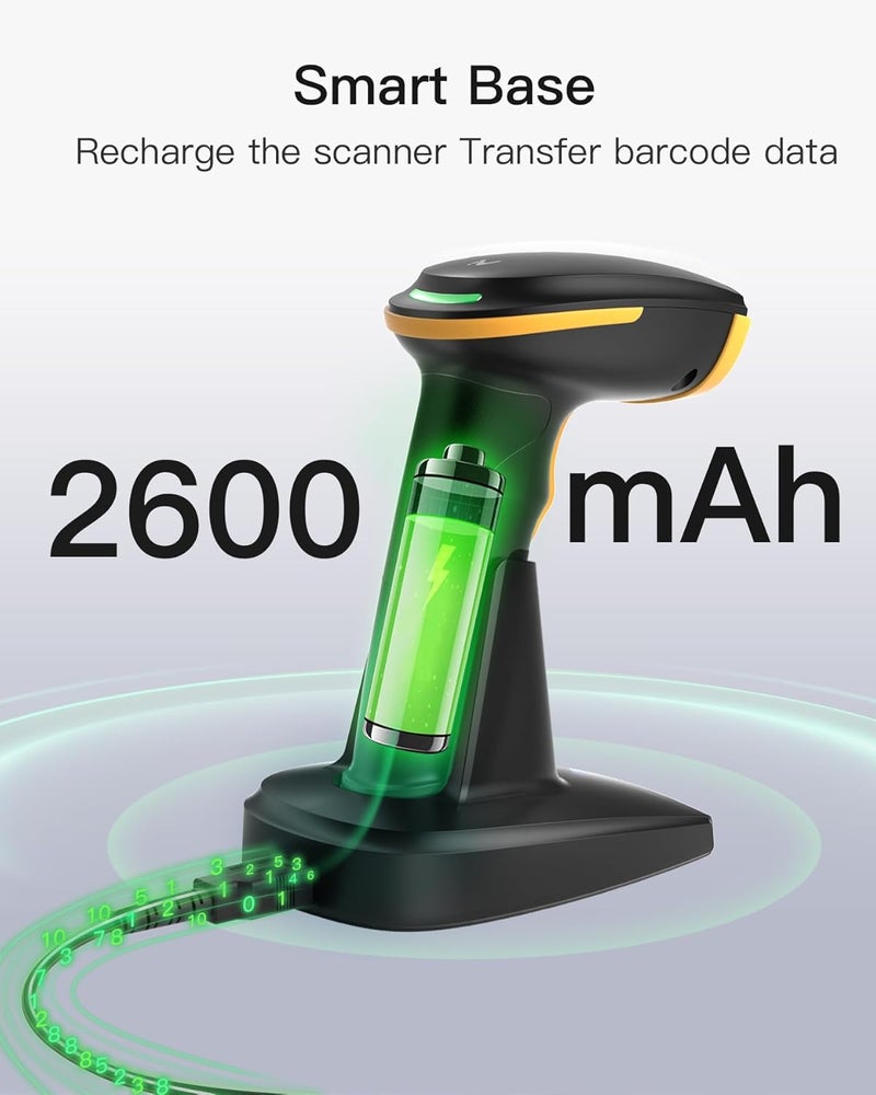 Inateck Bluetooth Barcode Scanner 2D, Wireless 2D QR Code Scanner with 2600 mAh Battery and Smart Charging Base, Handheld Scanner Support AI, APP, SDK, BCST-36 - Image 3